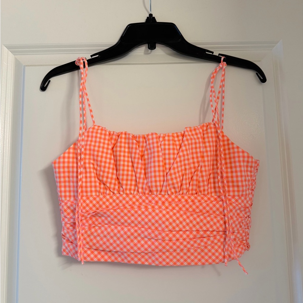 URBAN Romantics Coral Gingham Cropped Cami
